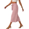thumbnail image 5 of VV AVEORS Capri Pants For Women Wide Leg Summer Gaucho Capris Pant Palazzo Drawstring Loose Fit Casual Dressy Cropped Trousers With Pockets Pink S, 5 of 6