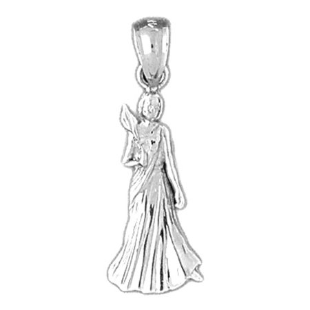 14K White Gold Zodiac - Virgo Pendant - 27 mm