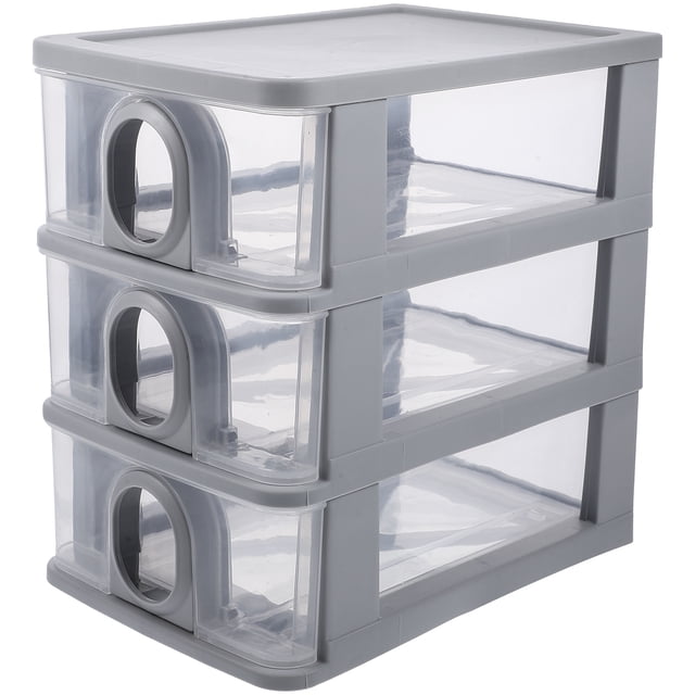 Organizador de escritorio con 3 cajones y compartimentos para guardar artículos diversos.
