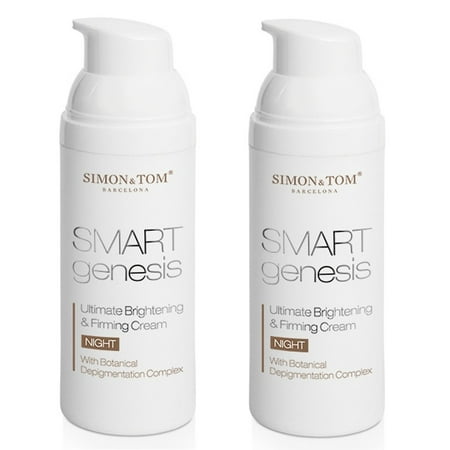 Simon & Tom Smart Genesis Ultimate Brightening & Firming Night Cream with Vitamins A, C & E - Reduces Dark Pigmented Spots on the Face 50ml / 1.67 fl.oz (Pack of