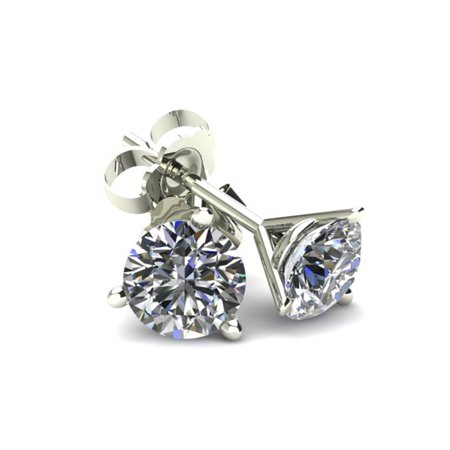 Diamond Martini Stud Earrings .50Ct Round Brilliant Cut Natural Diamond Stud Earrings in 14K Gold Martini Setting ()