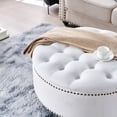thumbnail image 5 of Nathaniel Home, 30" Round Storage Ottoman Footstool with Removable Lid, Button Tufted Ottoman Coffee Table with Legs, Large Ottoman with Storage for Bedroom, White, 5 of 7