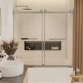 thumbnail image 2 of Fine Fixtures 60" Frameless Adjustable Double Sliding Tub Door – Clear Tempered Glass with Smooth Glide Rollers, Polished Chrome Hardware, 2 of 10