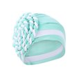 thumbnail image 2 of Vacemry Patchwork Braid Muslim Ruffle Chemo Hat, Soft Beanie Turban Wrap with Braided Detail, Casual India Style Cap, 2 of 2