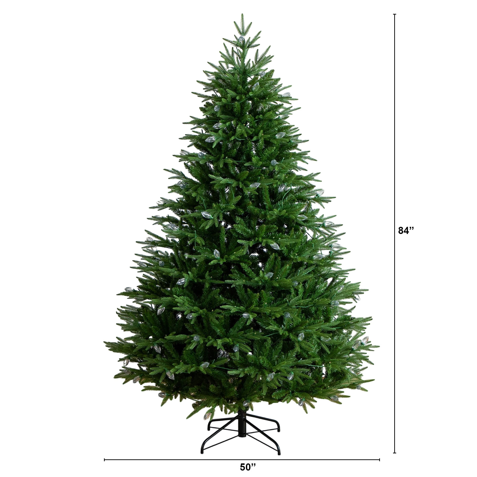 Nearly Natural 7ft. Pre-Lit Artificial Luxembourg Pine Christmas Tree with 340 Multicolored Traditional Bulb LED Lights