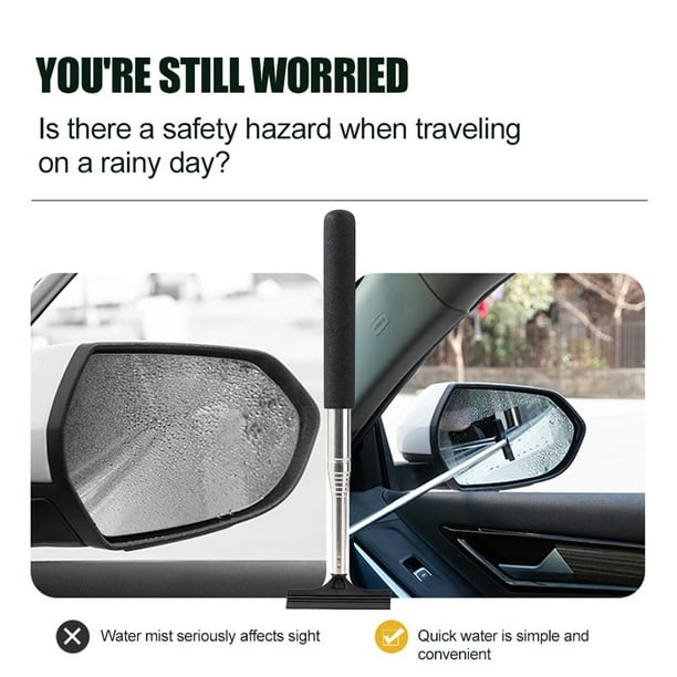 Retractable Car Rearview Mirror Wiper,Portable Car Car Glass Scraper for  All Vehicles Decontamination and Water Mist Cleaning Brush,Car Wiper to  Keep