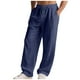 thumbnail image 2 of Pantalones largos para hombre, de ocio, con bolsillo, cordón, tubo recto, sueltos, fáciles de doblar, de moda, de poliéster, 2 of 9