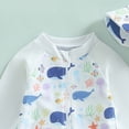 thumbnail image 7 of NIEWTR Infant Baby Boys Swimsuit One Piece Long Sleeve Rash Guard Zipper Bathing Suit Swimwear with Sun Cap Beachwear(A01-White,6-12 Months), 7 of 7
