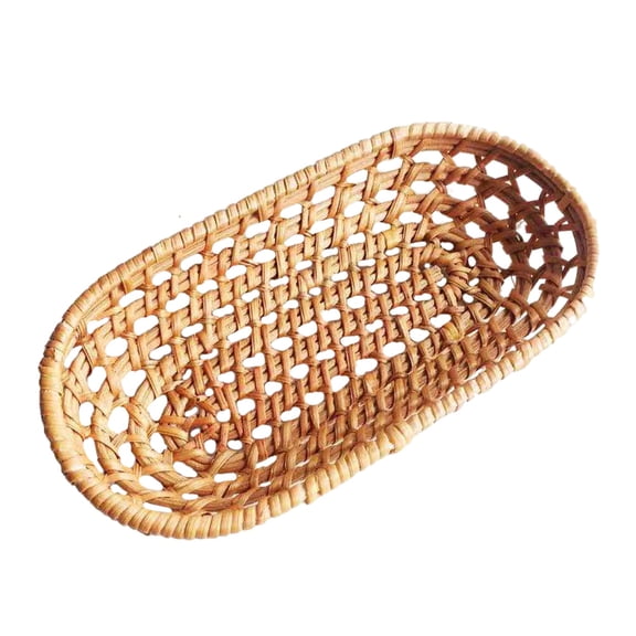 MEIBUTYUP Handwoven Rattan Storage Basket Organizer for Home and Living Room Decor, Woven Design, 1 Piece