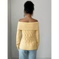 thumbnail image 6 of Female Sweaters Off Shoulder Long Sleeve Cable Knit Sweater Loose Chunky Work Tops Yellow L, 6 of 7