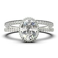 thumbnail image 1 of Gorgeous Minimalist 2.00 Carat Oval Cut Diamond Moissanite Engagement Ring, Floral Wedding Ring, One Matching Band in 925 Sterling Silver With 18k White Gold Plating, Gift For Her, 1 of 4