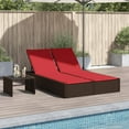 thumbnail image 1 of vidaXL Double Sun Lounger with Cushions Brown Poly Rattan, 1 of 5
