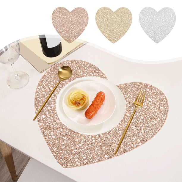 Mantel de cocina antideslizante de PVC de unos 15" | Mantilla aislante resistente al calor | Diseño hueco, reversible, resistente al agua y a manchas | Oro, Plata, Rosa | Plegable, fácil de limpiar
