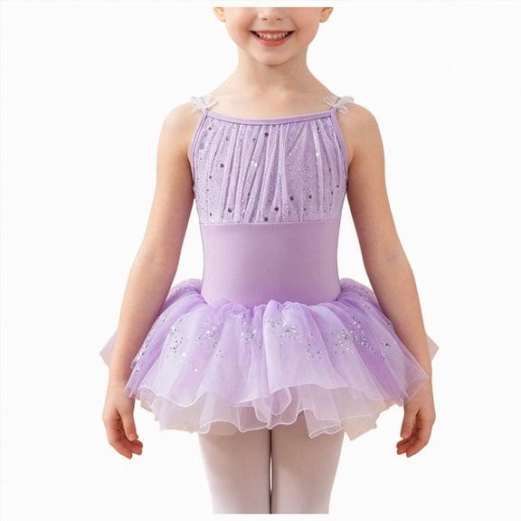 Leey-World Ballet Leotard For Girls Sleeveless Dance Leotard Toddler Ballerina Dress Outfits(11-12 Years,Purple)
