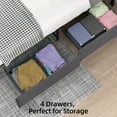 thumbnail image 6 of Platform Bed Frame with Headboard & 4 Storage Drawers, Button Upholstered Wood Bed Frame, Queen Size, 6 of 7