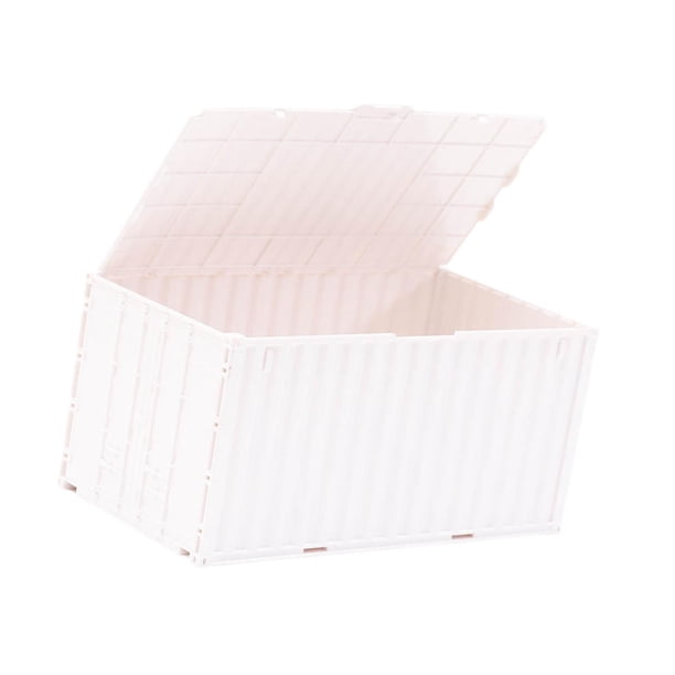 Organizador de escritorio con soporte para contenedores de carga en miniatura para fiestas, negocios y oficinas. Blanco