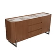 thumbnail image 2 of Milan Runa Walnut Brown Modern 2-Door Wood Buffet with Ceramic Top & Steel Legs, 2 of 8