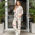 thumbnail image 3 of SCRAWLGOD Floral Print Pink Beige Lounge Sets for Women Turtleneck Pullover Sweatshirt Wide Leg Sweatpants Fashion 2 Piece Outfits Casual Sweatsuit Comfortable Tracksuit, S, 3 of 7