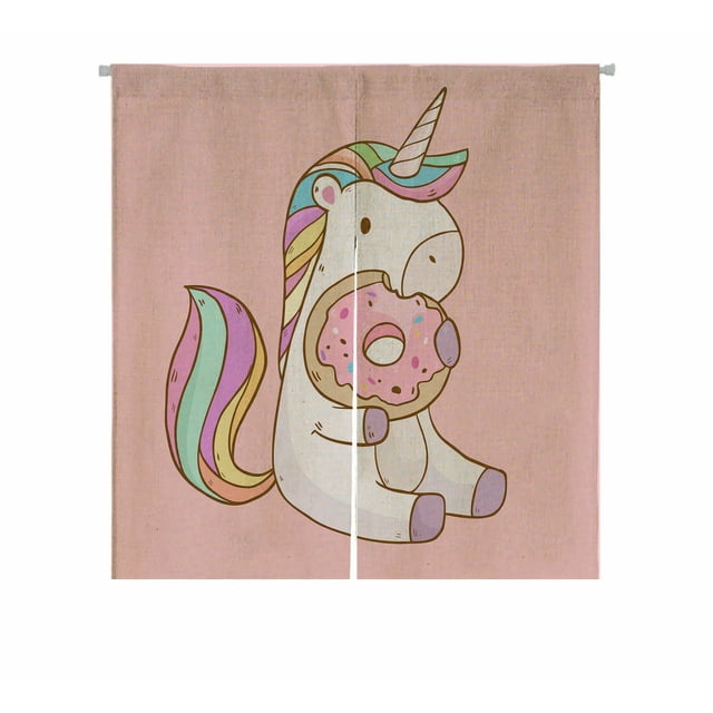 Cortina Noren ABPHQTO Unicornio comiendo Donuts Japonés 105x120 cm