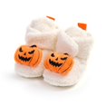 thumbnail image 5 of HTHLVMD Non Slip Hard Sole Slippers,Baby Halloween Slippers Pumpkin Jack O Lantern Plush House Shoes Warm Fuzzy Lining Non Slip Hard Sole Closed Toe Indoor Home Use Holiday Party Decor,White 5.5, 5 of 5