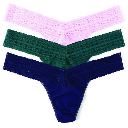hanky panky, Dream Tencel Modal Low Rise Thong Value 3 Pack, Cotton Candy/Ivy/Indigo, OS Fits 2