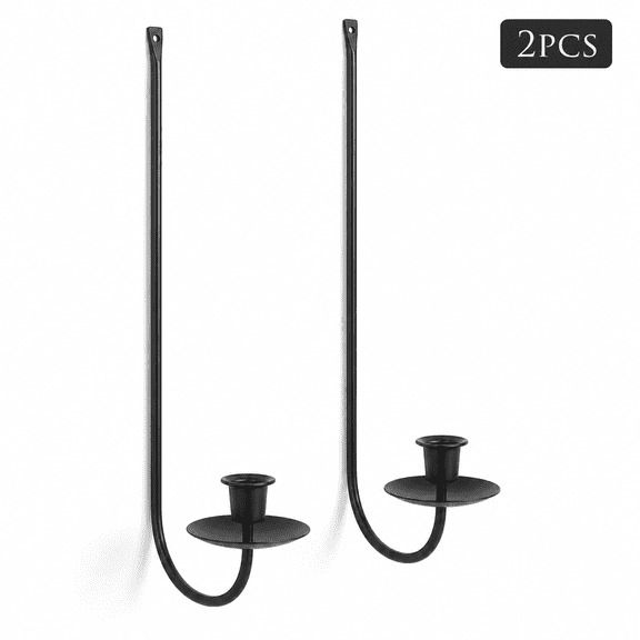 Wall Candle Sconces, Modern Metal Wall Candle Holders for Living Room, Farmhouse, and Weddings, Black, 2 Pcs
