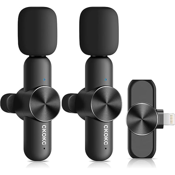 Dual Wireless Microphone for iPhone iPad, Professional Wireless Lavalier Microphone for Video Recording, Clip On Lapel Mic for YouTube/Interview/Vlog/Presentation/Facebook Live