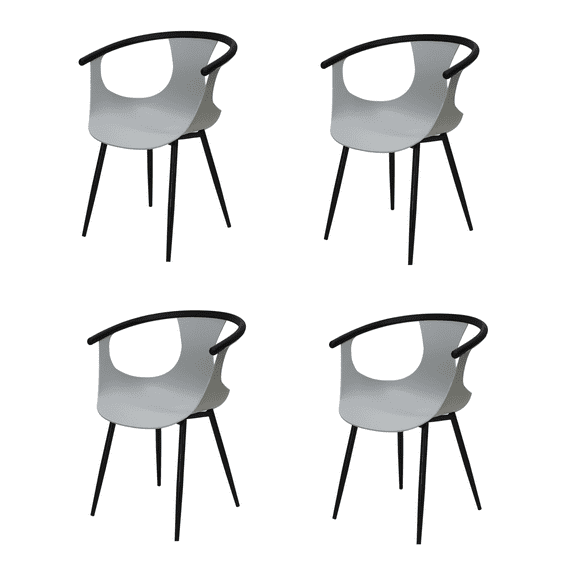 Juego de 4 Sillas Minimalista Nórdico Catanzaro Madera Ergonómica Moderna Mundo In SILL0903658GRIS