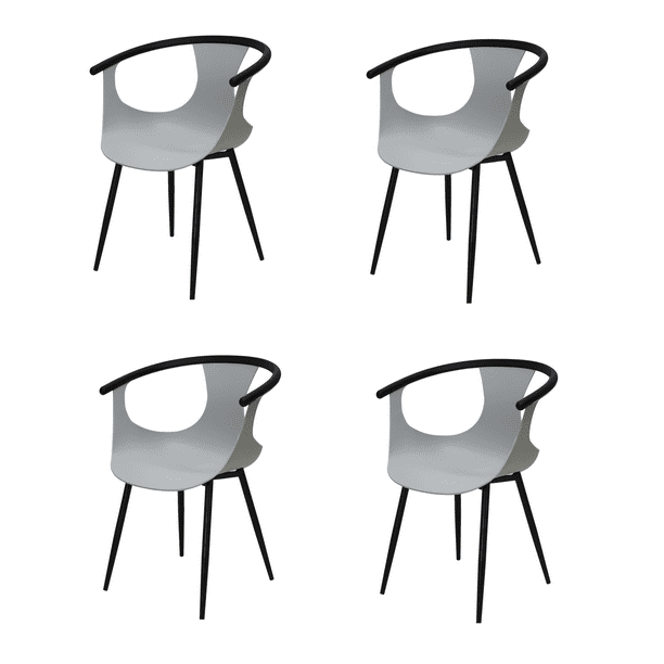 Juego de 4 Sillas Minimalista Nórdico Catanzaro Madera Ergonómica Moderna Mundo In SILL0903658GRIS