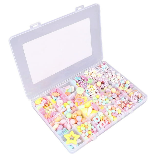 MasteelfCA 1 Set of 24 Grids 480PCS DIY String Beads Material Kit Manual DIY String Beads Set Plastic DIY Beads Material Kit Lovely String Beads Necklace Material Kit for Kids Playing