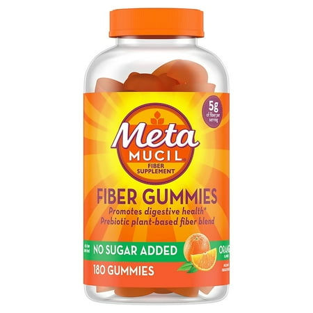 Metamucil Fiber Gummies  No Sugar Added  Orange Flavor (180 Count)