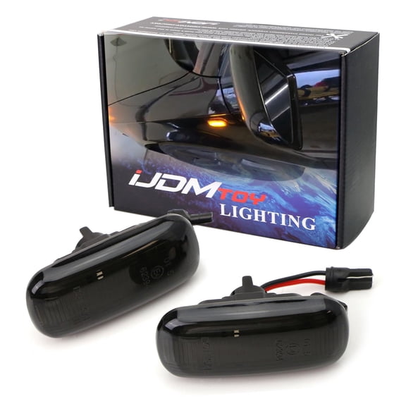 Smoked Lens Amber Full LED Front Fender Side Marker Light Kit For Audi A3 A4 A6 S4 S6 Powered by 21-SMD LED, Replace OEM Front Sidemarker Lamps