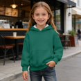 thumbnail image 2 of Ticikt Hooded Sweatshirt for Kids with Drawstring Soft Gym Hoodie for Girls and Boys Comfortable Everyday Wear,Color:Dark Green, 2 of 6
