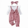 thumbnail image 3 of ZEHJUHAN Newborn Girl's Long Sleeve Bow Susender Set with Floral Print Baby Fall Winter Outfit with Lace Trim Pink，1-3Months, 3 of 9