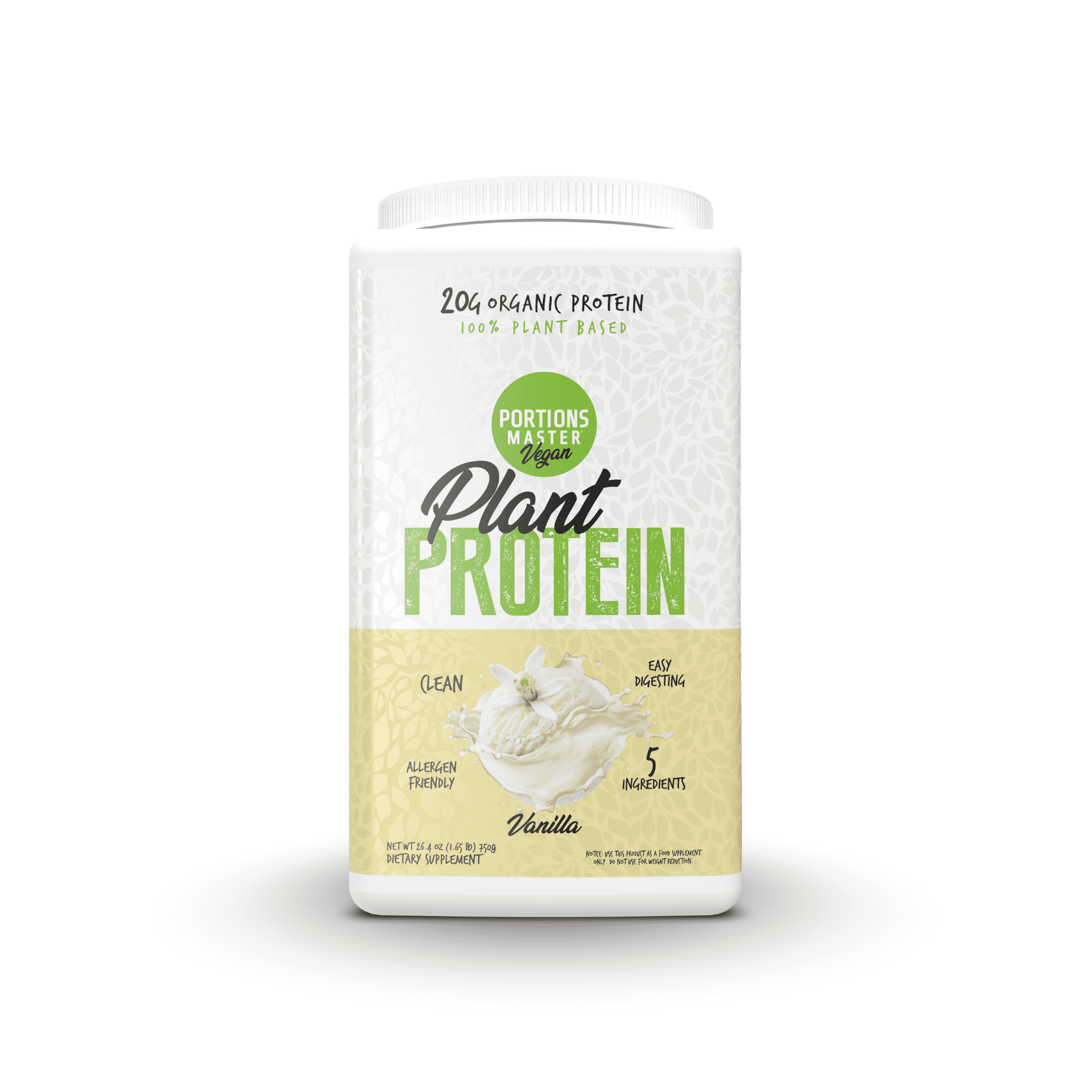 Portions Master Plant Protein Powder, Vegan, Gluten-Free, Dairy-Free (Vanilla 750g)
