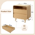 thumbnail image 3 of Nightstand with 2 Drawers, Round Corner Wood Nightstand, Bed Side Table with Charging Station, Bedroom Nightstand, Nature, 3 of 7