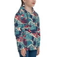 thumbnail image 3 of Uemuo Fish In The Wave Pattern Hooded Sweatshirt for Youth Pullover with Kangaroo Pocket Trendy youth sweatshirt Casual Hoodie for Boys and Girls-Small, 3 of 6