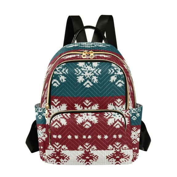 Casual Snowflake Pattern on Sweater Backpack for School,College and Travel, Water Resistant Bookbag,