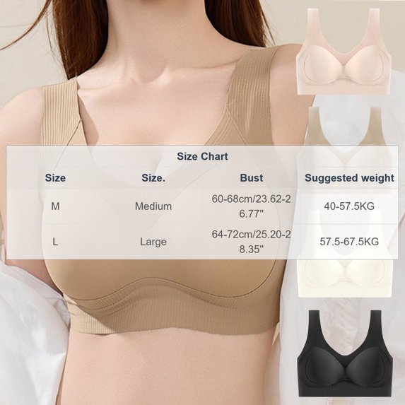 Yongwang Plus Size Bra for Women Seamless No Underwire Bras Comfort Soft Push Up Full Coverage Everyday Bras