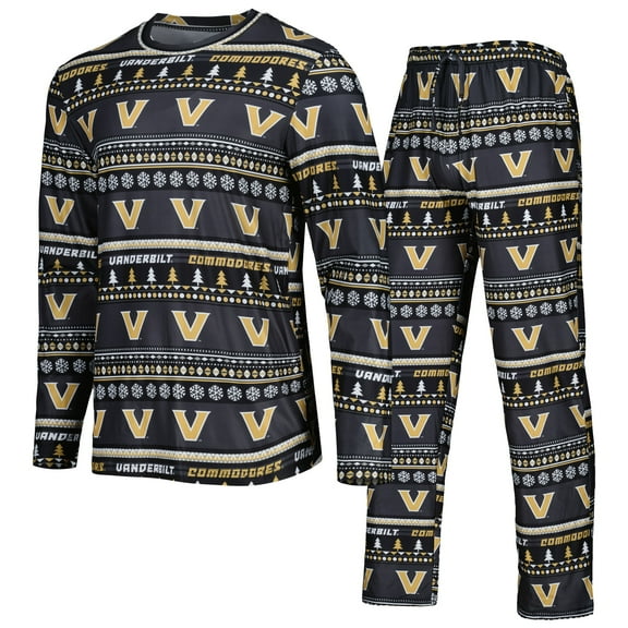 Men's Concepts Sport Black Vanderbilt Commodores Swivel Long Sleeve Top & Pants Sleep Set