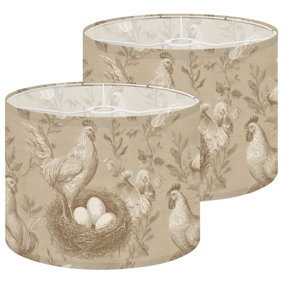 Lampshades 2 Pack Rustic Farmhouse Chicken Nesting Eggs Neutral Beige Tones 13"x13"x10" Light Shade for Table Lamps Floor Lamps Drum Lamp Shades Lampshade Replacement Easy Assembly