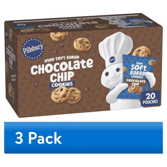 (3 pack) Pillsbury Soft Baked Mini Chocolate Chip Cookies 20 Count