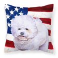 thumbnail image 1 of "Treasures BB9648PW1414 Bichon Frise Patriotic - Almohada de lona para exteriores, bandera estadounidense de Estados Unidos" Caroline's Treasures BB9648PW1414, 1 of 1