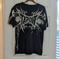 thumbnail image 3 of Camiseta holgada de algodón puro estilo hip-hop con cuello en V para parejas, de talla grande, para campus, de la serie de fútbol europeo y americano Y2K, 3 of 5