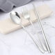 thumbnail image 5 of Worallymy, 3 uds., palillos, tenedor, cuchara, juego de cubiertos reutilizables, juego de cubiertos de acero inoxidable, utensilios de viaje para el hogar Worallymy JD735795186, 5 of 7