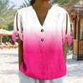 thumbnail image 2 of S LUKKC LUKKC Linen Shirts for Women Summer Tops 3/4 Sleeve Plus Size Henley Shirts Button Down V-Neck Pullover Tunic Tops Loose Fit Blouses T-Shirt Dressy Casual Vacation Work Tops, 2 of 7