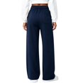 thumbnail image 5 of Sweatpants Women Solid Color Elastic Waist Wide Straight Leg Lightweight Casual Pants Fall Trousers with Pockets, 5 of 8