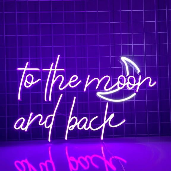 Glowneon To The Moon & Back Neon Sign, Trendy Bedroom Gift Decor