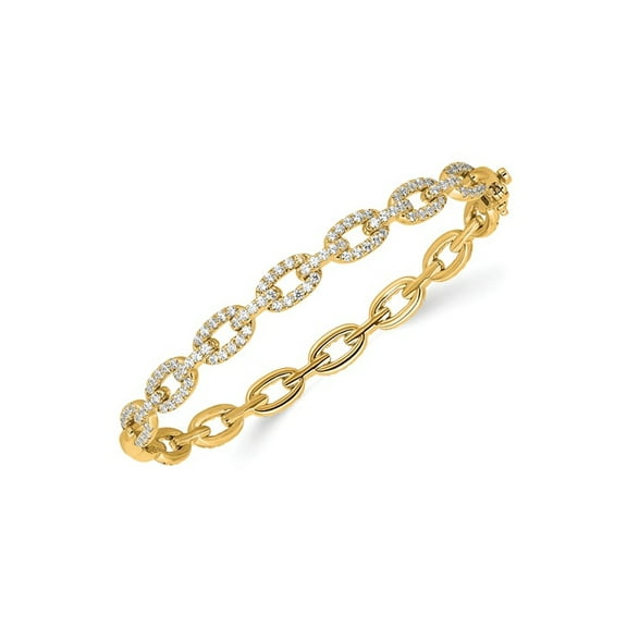 2.16 Carat (Ctw VS2-SI1, D-E) Lab-Grown Diamond Link Bracelet in 14K Yellow Gold for Women