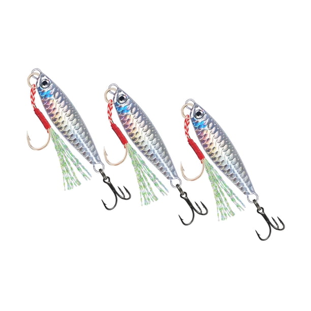 3 cebos de pesca, señuelos de jigging, cebos de jigging realistas, cebos duros, suministros de pesca con anzuelo, señuelos de pesca, Jigbaits Plata